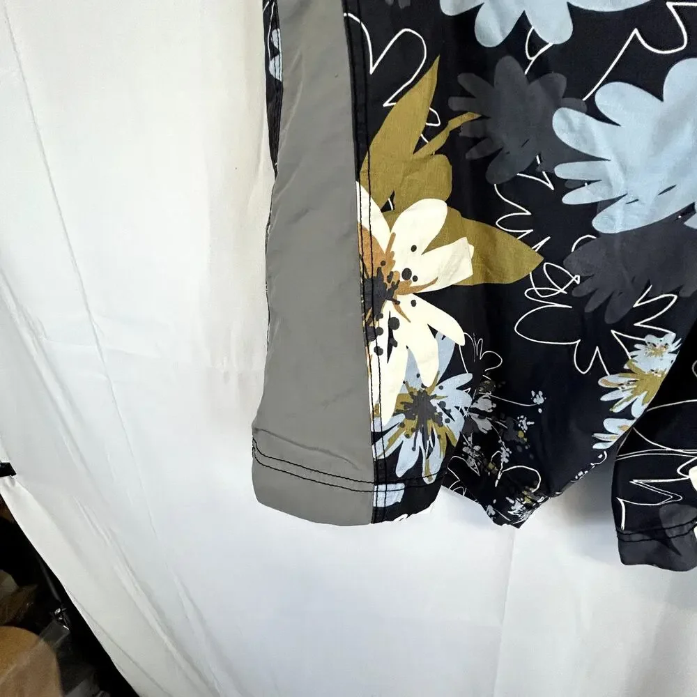 SKU2521 RELAX  Tommy Bahama Men's Large Black Gray Blue Floral Print Swim Trunks